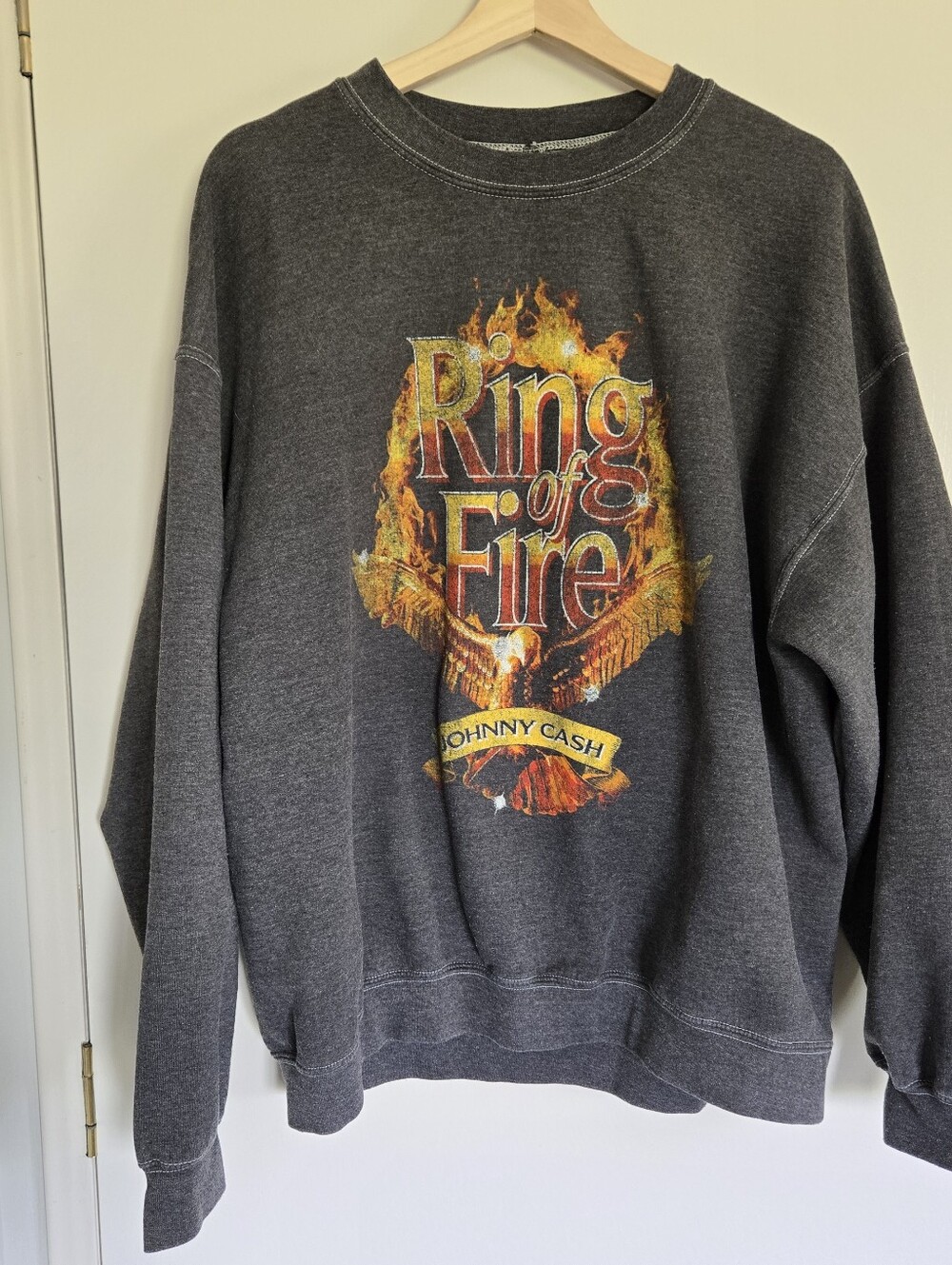Ring of Fire Charcoal Graphic Crewneck Sweater L